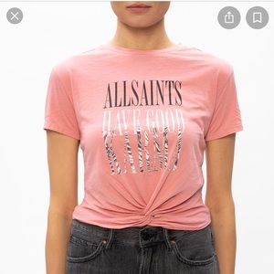 NWT AllSaints Karma Carme Tee, Sorbet Pink